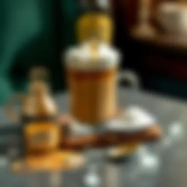 Culinary Elegance: Coffee with Irish Cream Accoutrements An elegant coffee setup with Irish cream, sugar, and a spoon, inviting a sensory experience