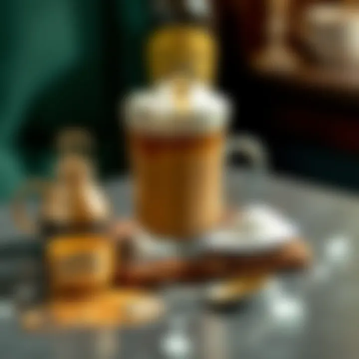 Culinary Elegance: Coffee with Irish Cream Accoutrements An elegant coffee setup with Irish cream, sugar, and a spoon, inviting a sensory experience