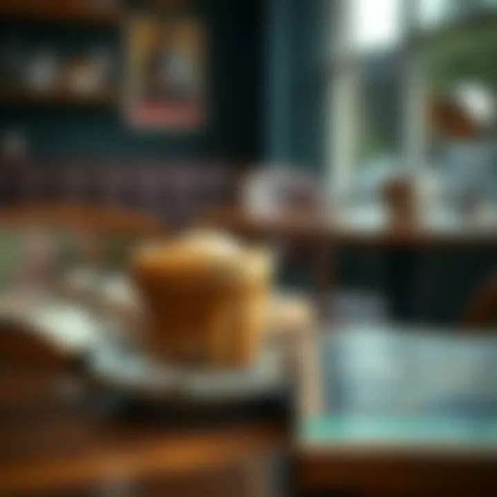 Ambiance of Enjoyment: Coffee and Irish Cream in a Café A cozy café scene featuring a coffee cup with Irish cream next to a book, evoking a relaxed atmosphere