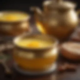 A traditional pot of ghee showcasing its golden color and creamy texture