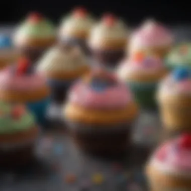Cupcake Decorating Session A vibrant scene of a cupcake decorating session, featuring an array of colorful frosting and decorative toppings.