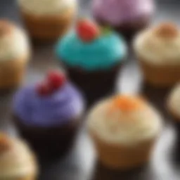 A beautifully displayed assortment of gourmet cupcakes showcasing unique flavors and artistic designs.