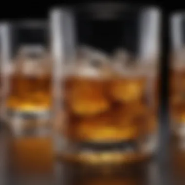 Close-up of the thermal insulation properties of a whiskey glass