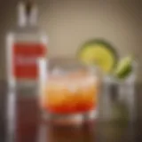 A beautifully crafted cocktail showcasing the vibrant colors of tequila and simple syrup.