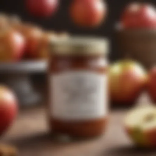 An elegant jar filled with rich apple butter caramel
