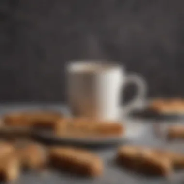 Biscoff Biscotti with Coffee Indulgence A close-up of Biscoff biscotti being enjoyed with a cup of coffee.