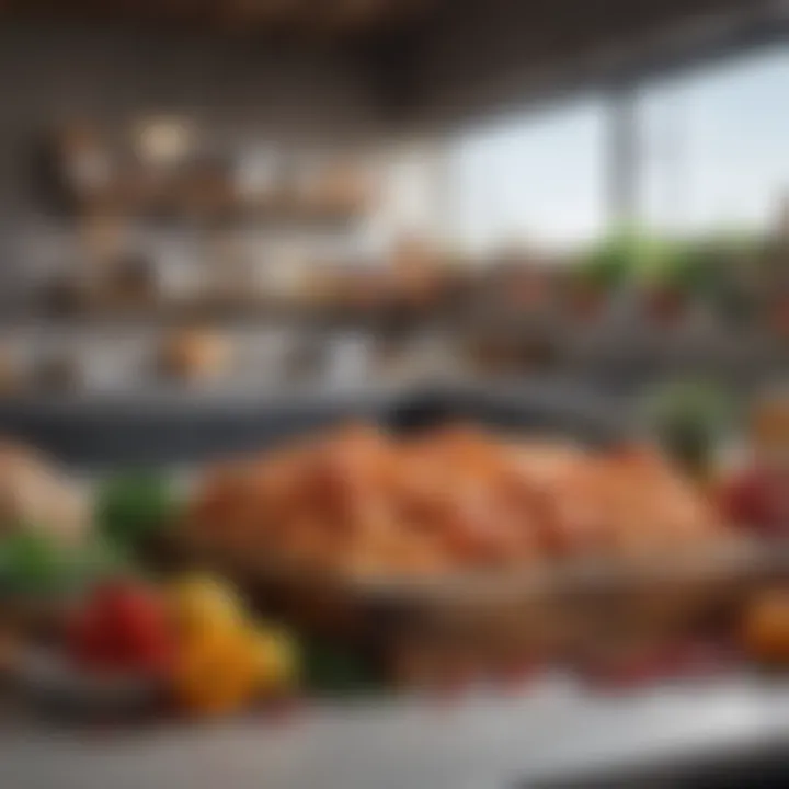 Fresh produce and groceries neatly arranged on a counter