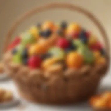 Elegant Fruit Cookie Basket An elegantly arranged fruit cookie basket showcasing vibrant fruits and cookies.