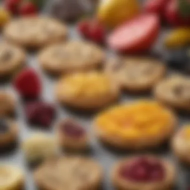 A close-up of fresh ingredients selected for creating fruit cookie baskets.