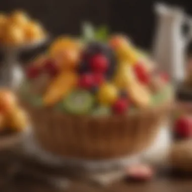 Gift Ready Fruit Cookie Basket An aesthetically pleasing fruit cookie basket ready for gifting.