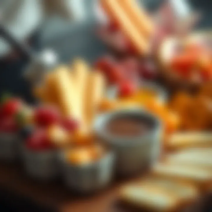 Dipping Delights An array of fruits and snacks elegantly arranged for dipping
