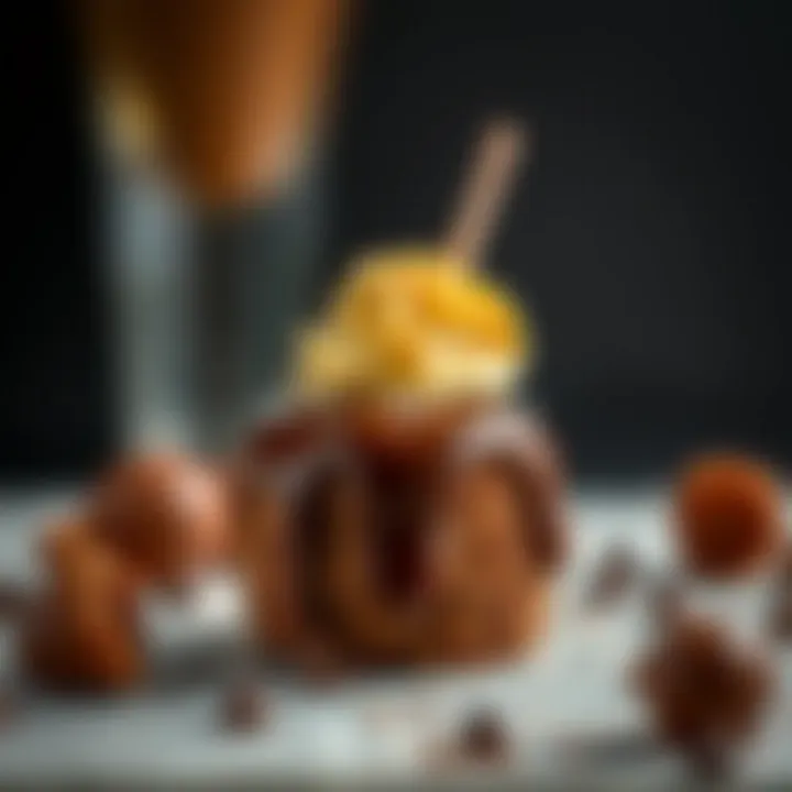 Luxurious Dipped Dessert Artfully decorated dessert showcasing luxurious dipping chocolate