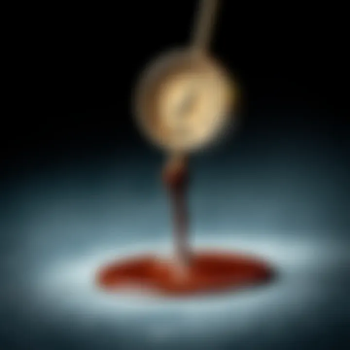 Chocolate Melting Precision A detailed view of chocolate texture with a thermometer for precision