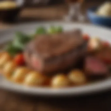 Gourmet Steak Presentation A vibrant plate showcasing a steak dish with gourmet sides.