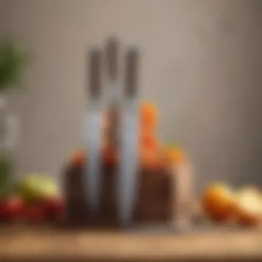 Elegant Knife Set Showcase An exquisite display of high-quality knife sets arranged elegantly