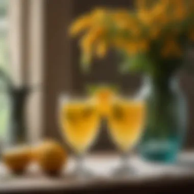 Craftsmanship Meets Refreshment in Artisan Glassware Artisan glass with a unique design, featuring a mimosa drink