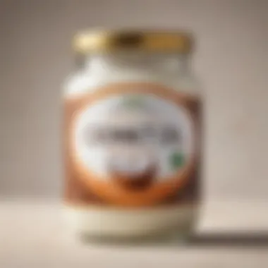 Quality of Organic Coconut Oil A close-up view of high-quality organic coconut oil in a glass jar, showcasing its creamy texture and purity.