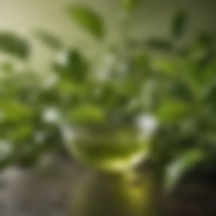 Close-up of refreshing green tea leaves