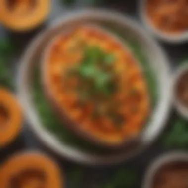 Nourishing Sweet Potato Cuisine A healthy sweet potato dish garnished with fresh herbs