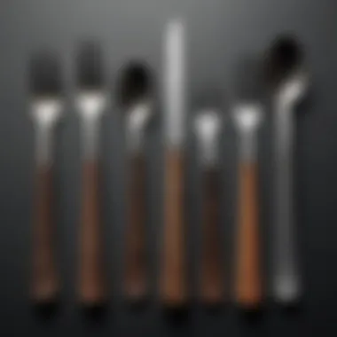 Various materials used in forks and spoons like stainless steel, plastic, and wood