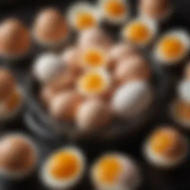 Eggs at Different Boiling Stages A selection of eggs in various stages of boiling in a pot