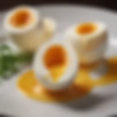 A perfectly boiled egg with a soft yolk displayed on a plate