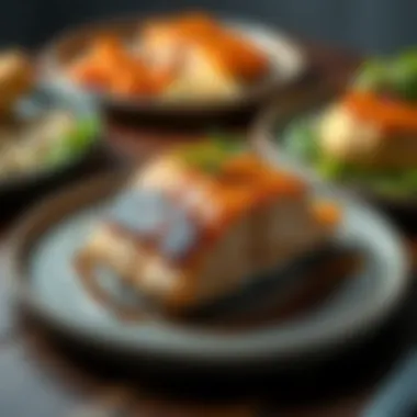 Various elegant dishes made with salmon