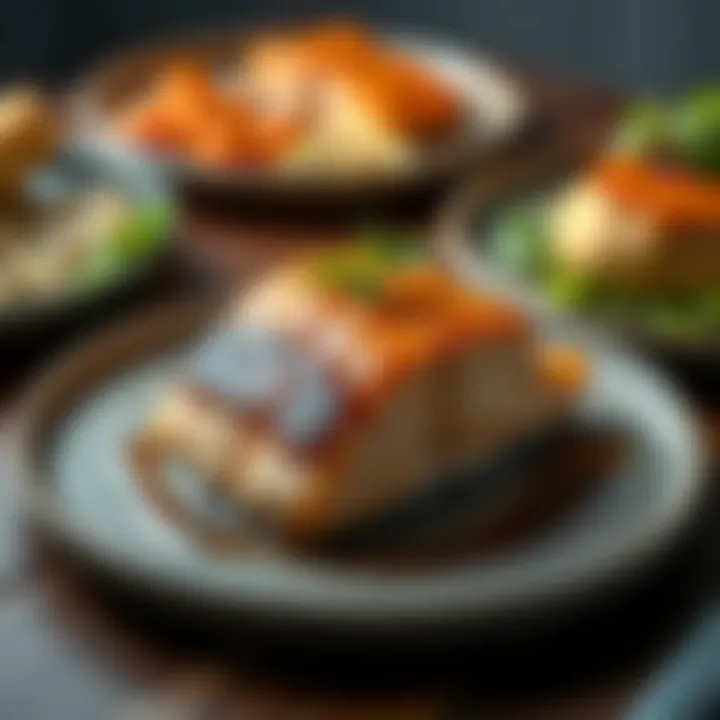 Various elegant dishes made with salmon