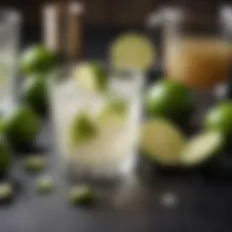 Fresh limes and sugar ready for cocktail crafting