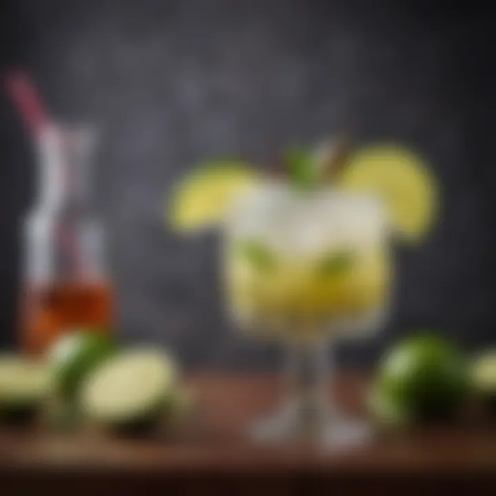A beautifully garnished caipirinha cocktail in a stylish glass