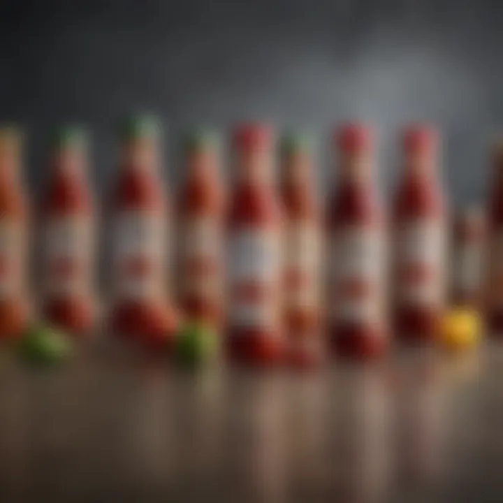 An array of ketchup bottles showcasing various artisanal flavors
