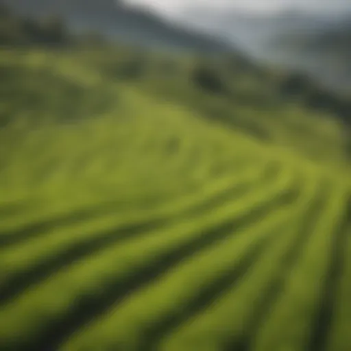 Lush green tea fields in Japan
