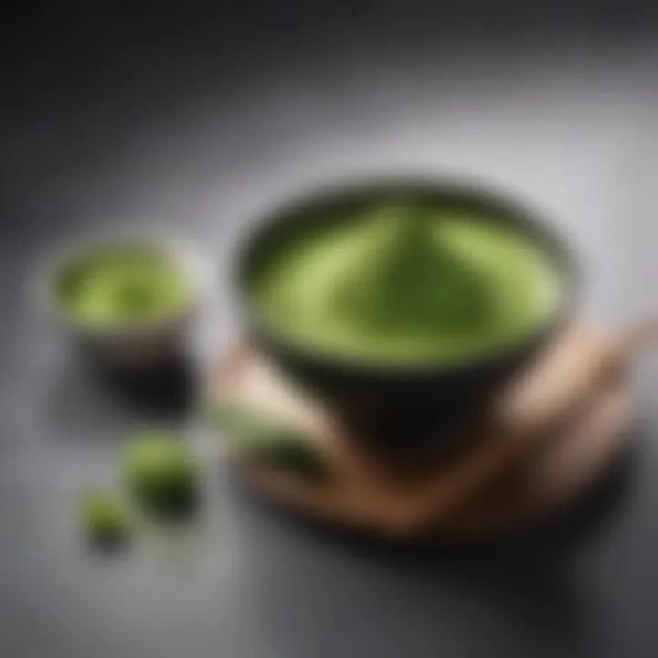 A bowl of vibrant matcha powder