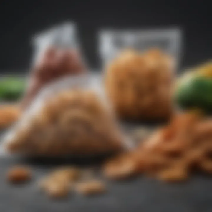 Close-up of reusable snack bags showcasing materials