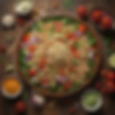 Ingredients for Garbanzo Bean Salad A colorful array of ingredients for a garbanzo bean salad displayed on a rustic wooden surface.