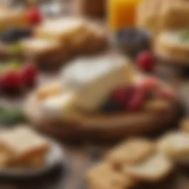 Artisan Cheese Pairing Artisan cheeses paired with crackers and fruits