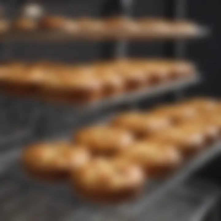 An array of baked goods cooling on wire racks