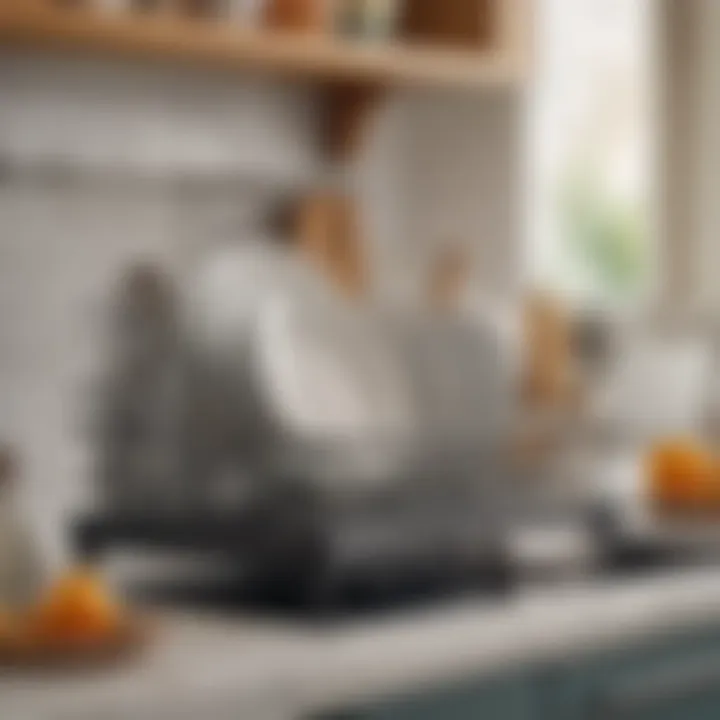 Stylish ceramic dish drainer enhancing a vibrant kitchen