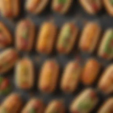 Health-Conscious Small Hotdogs with Organic Ingredients A close-up of health-conscious small hotdogs made with organic ingredients and fresh vegetables.