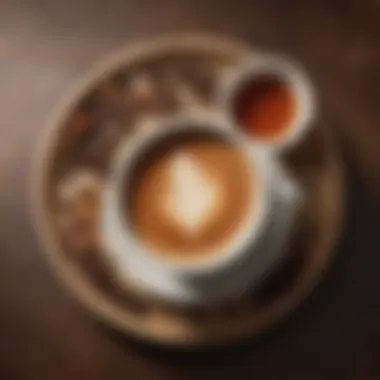 Artistic Coffee Experience A beautifully arranged coffee setup with artistic elements and rich colors