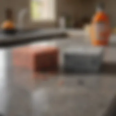 Comparative Analysis of Granite Cleaners Comparison of granite cleaner products on a countertop