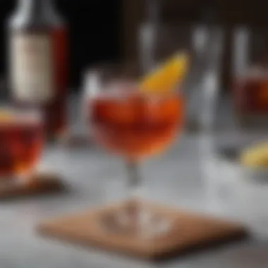 Elegant glass filled with a classic Sazerac cocktail showcasing a rich amber hue