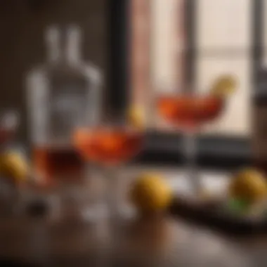 Creative Sazerac Variations Artistic display of Sazerac variations, highlighting creativity in cocktail crafting