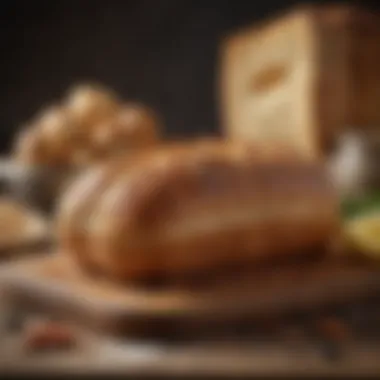 Gourmet Saltless Bread Presentation Artistic representation of saltless bread in a gourmet setting