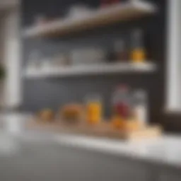 Elegant breakfast bar shelf integrated into a modern kitchen design