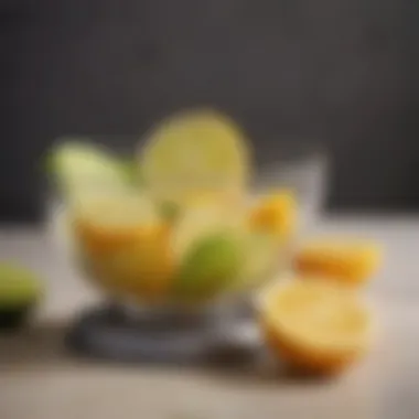 Measured Citrus: Slices for Health-Conscious Diets Lemon and lime slices in a bowl with a measuring scale