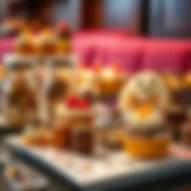 A luxurious dessert spread featuring decadent pastries and chocolates