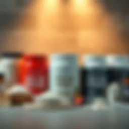 A selection of high-quality protein powders displayed in elegant containers.