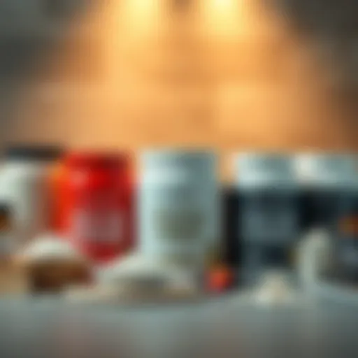 A selection of high-quality protein powders displayed in elegant containers.