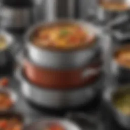 Close-up view of tri-clad cookware showcasing its distinct layers